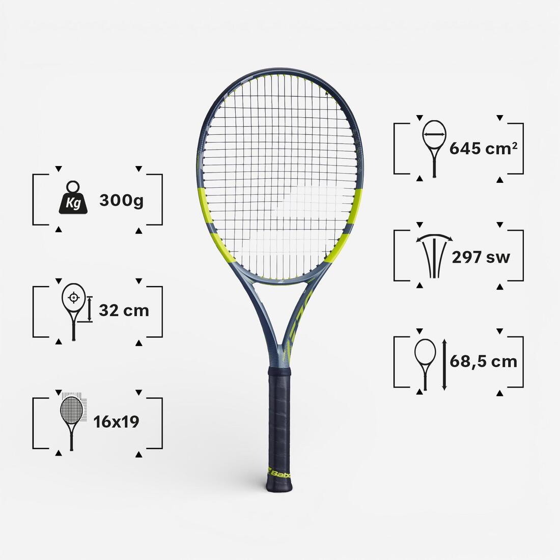 Raquette de tennis adulte 300g, Babolat pure aero gen9 gris jaune