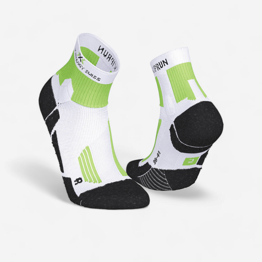 Chaussettes de running KIPRUN XTECHNO run900 X blanches / vertes