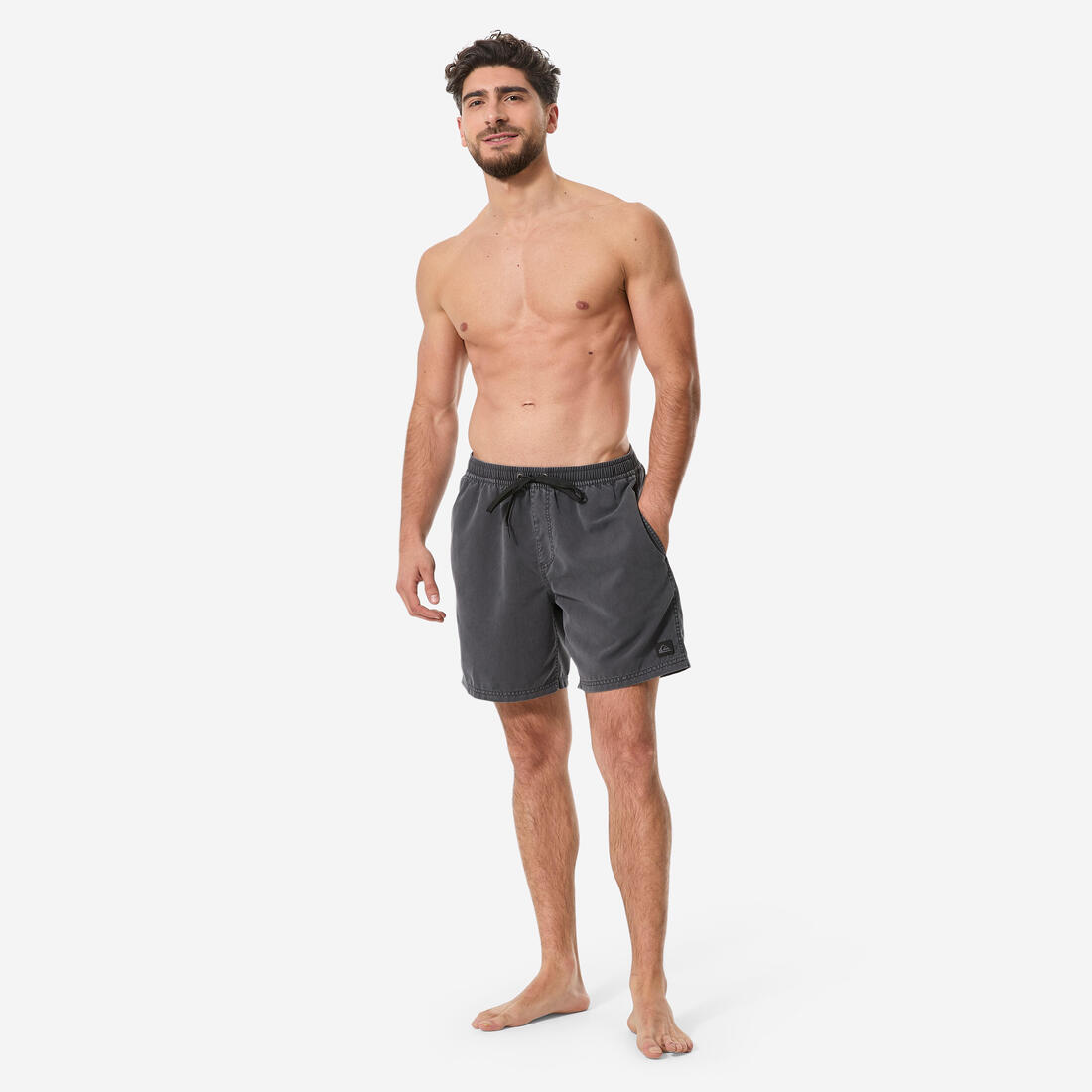 Boardshort surf short de bain Quiksilver mi-long 17' ceinture élastique, noir