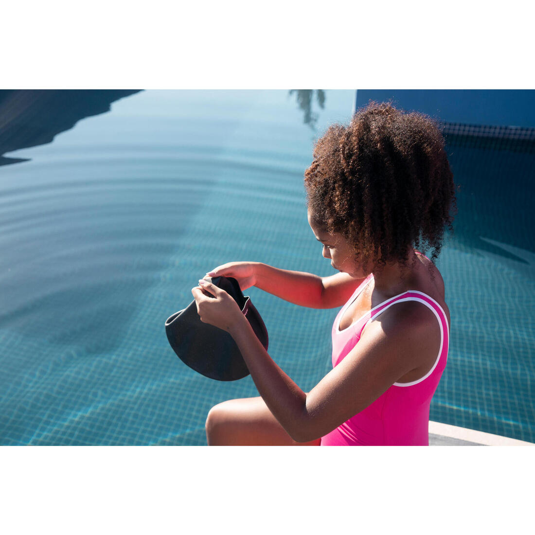 Bonnet de bain silicone pour cheveux volumineux taille unique