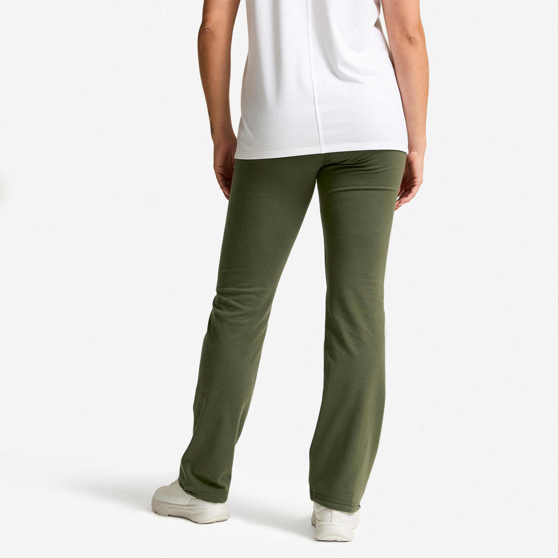 Legging fitness long coton extensible bas resserable femme - Fit+ gris chiné