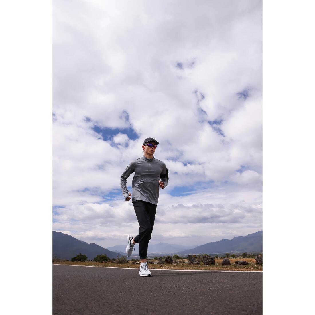 T-shirt manches longues demi zip chaud et respirant Homme, Kiprun Run 100