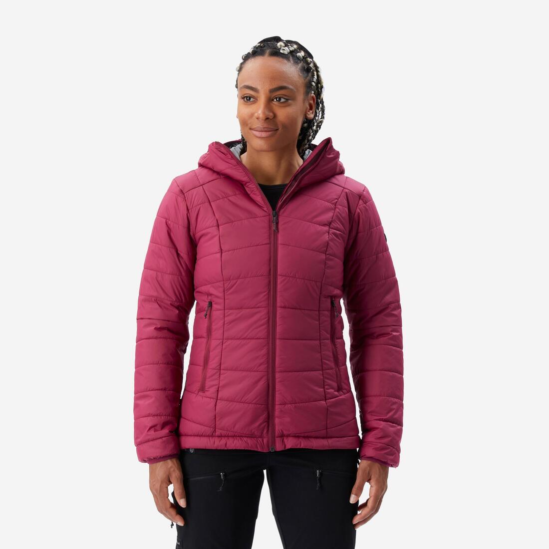 Doudoune de trek à capuche synthétique femme, MT100