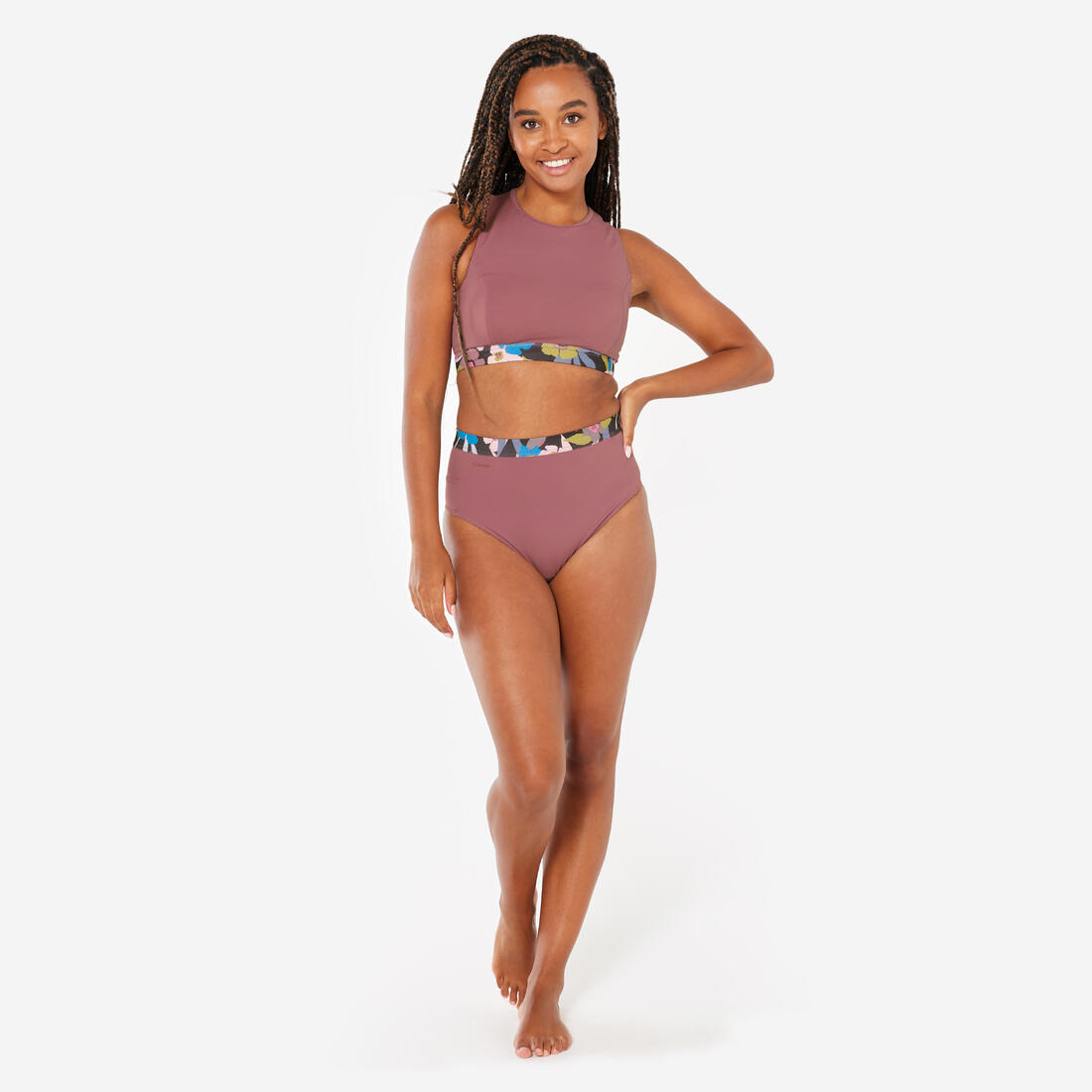 Bas de maillot culotte taille haute surf Femme - Rosa