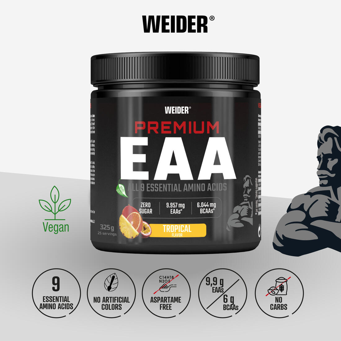 Mélange de 9 acides aminés EAA tropical, Premium 375g