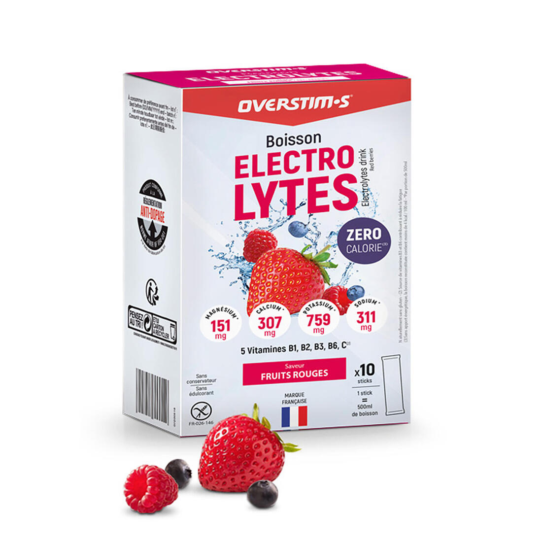 Boisson électrolytes Fruits rouges (zéro calorie) - étui 10 sachets x 8 g