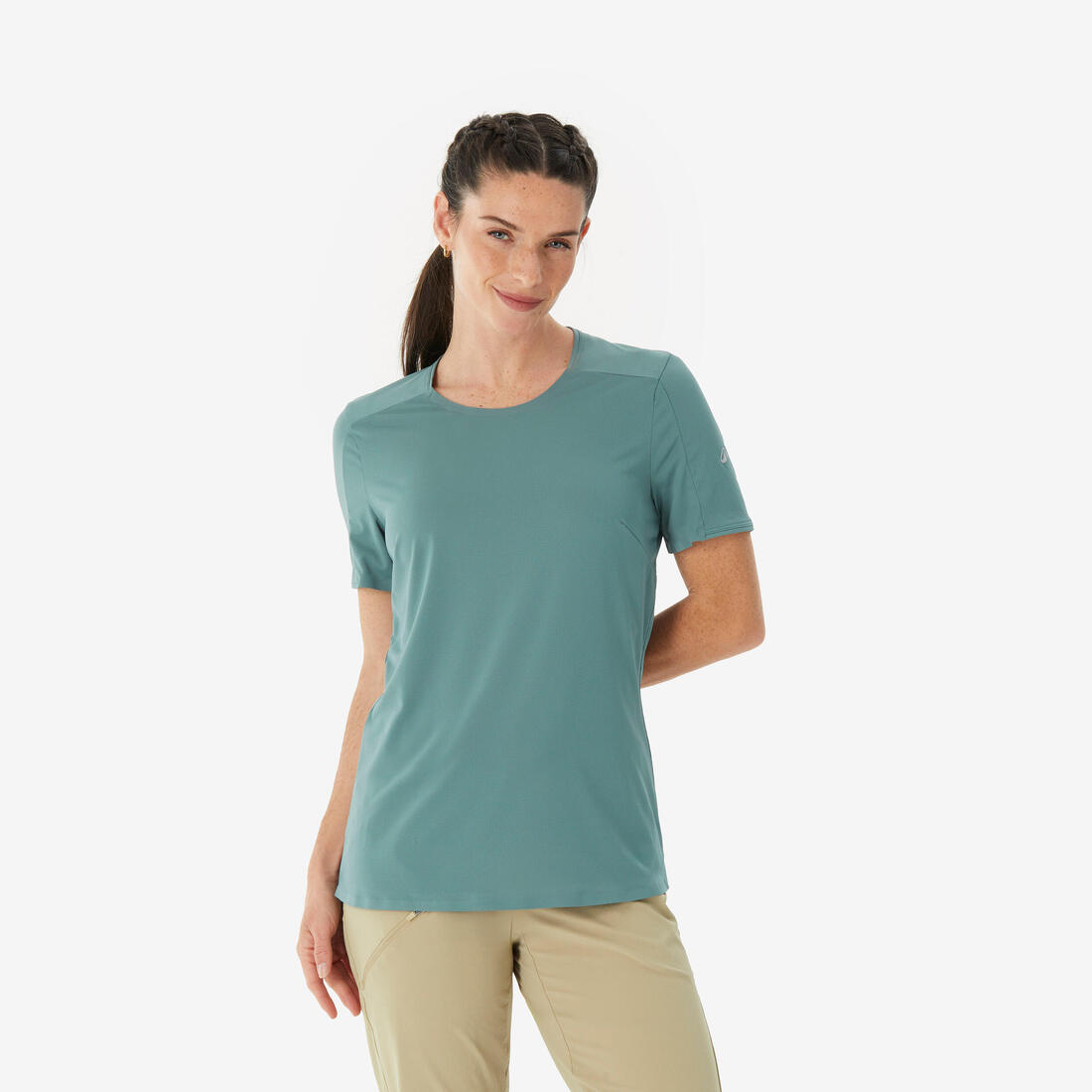 T-shirt de randonnée manches courtes femme, MH500