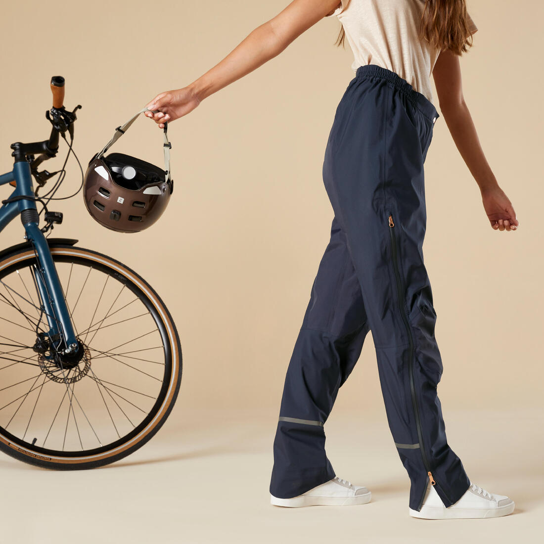 SURPANTALON PLUIE VELO VILLE 900 BLEU FEMME