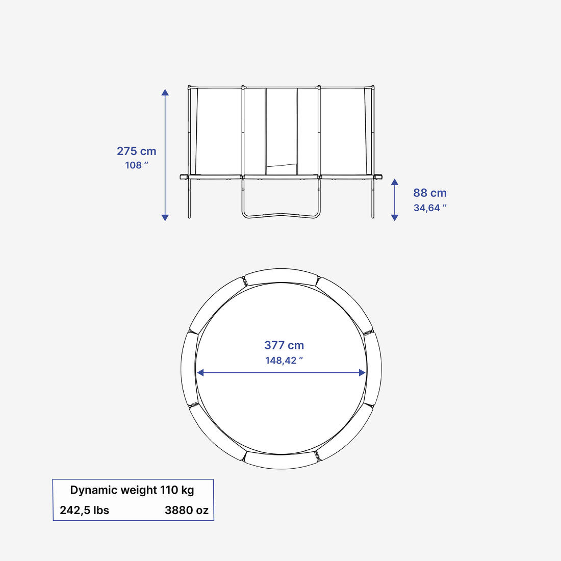 Trampoline 420 avec filet de protection - montage sans outil