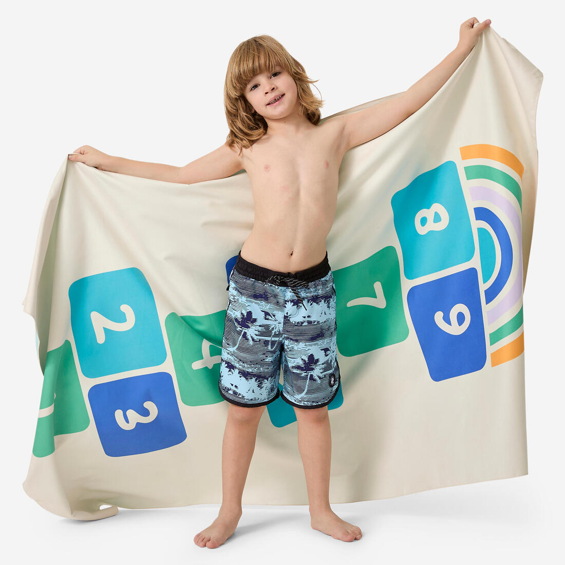 Serviette de bain microfibre compacte XL 110 x 175 cm, imprimé feuillage