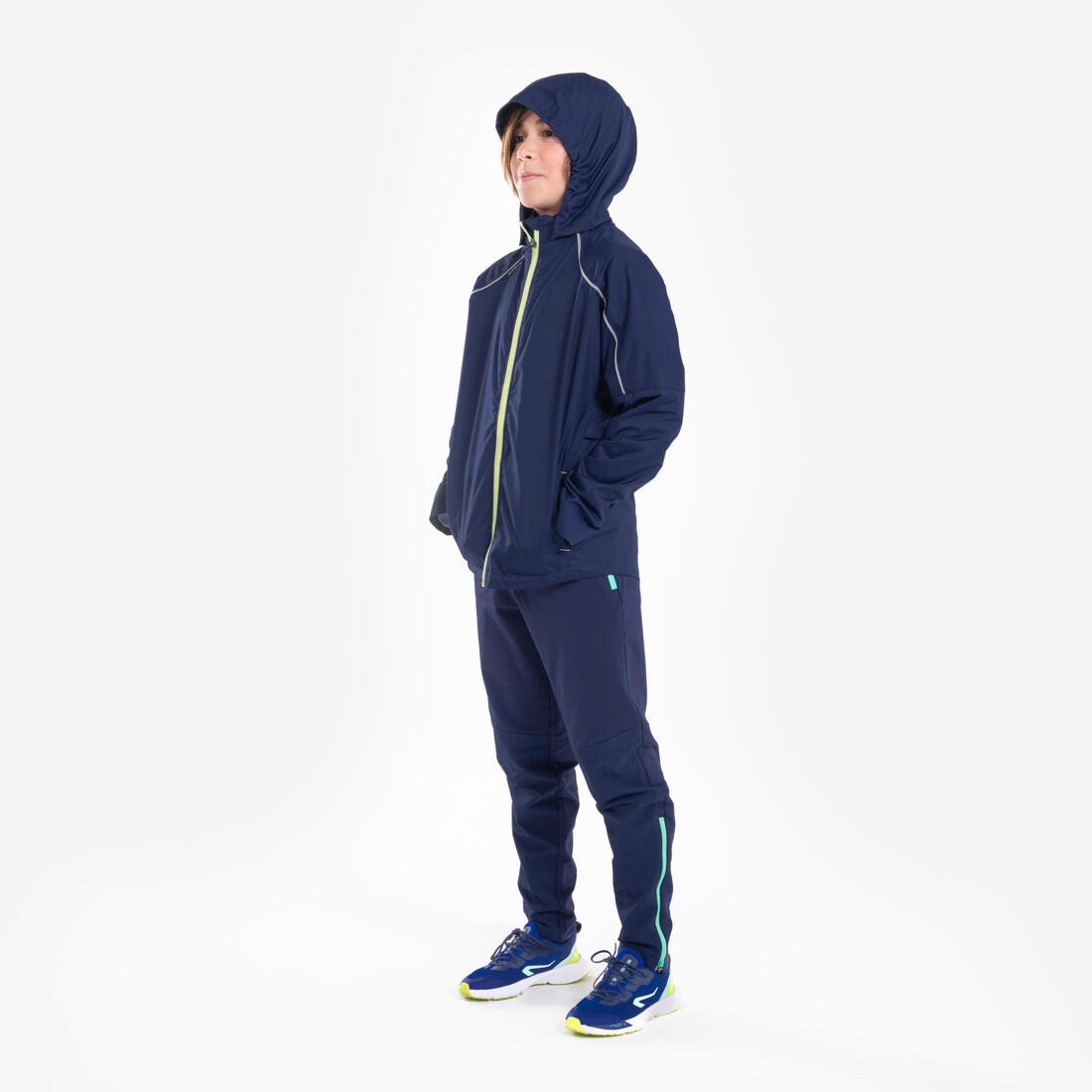 Pantalon de running  Chaud avec Zip Enfant, KIPRUN PANTS WARM 900 marine