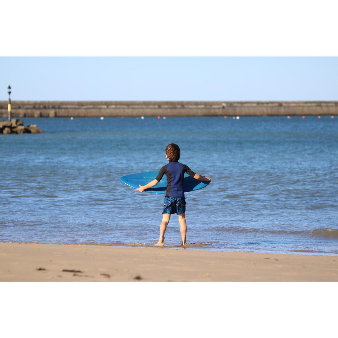 Skimboard enfant - 500 mousse bleu turquoise jaune