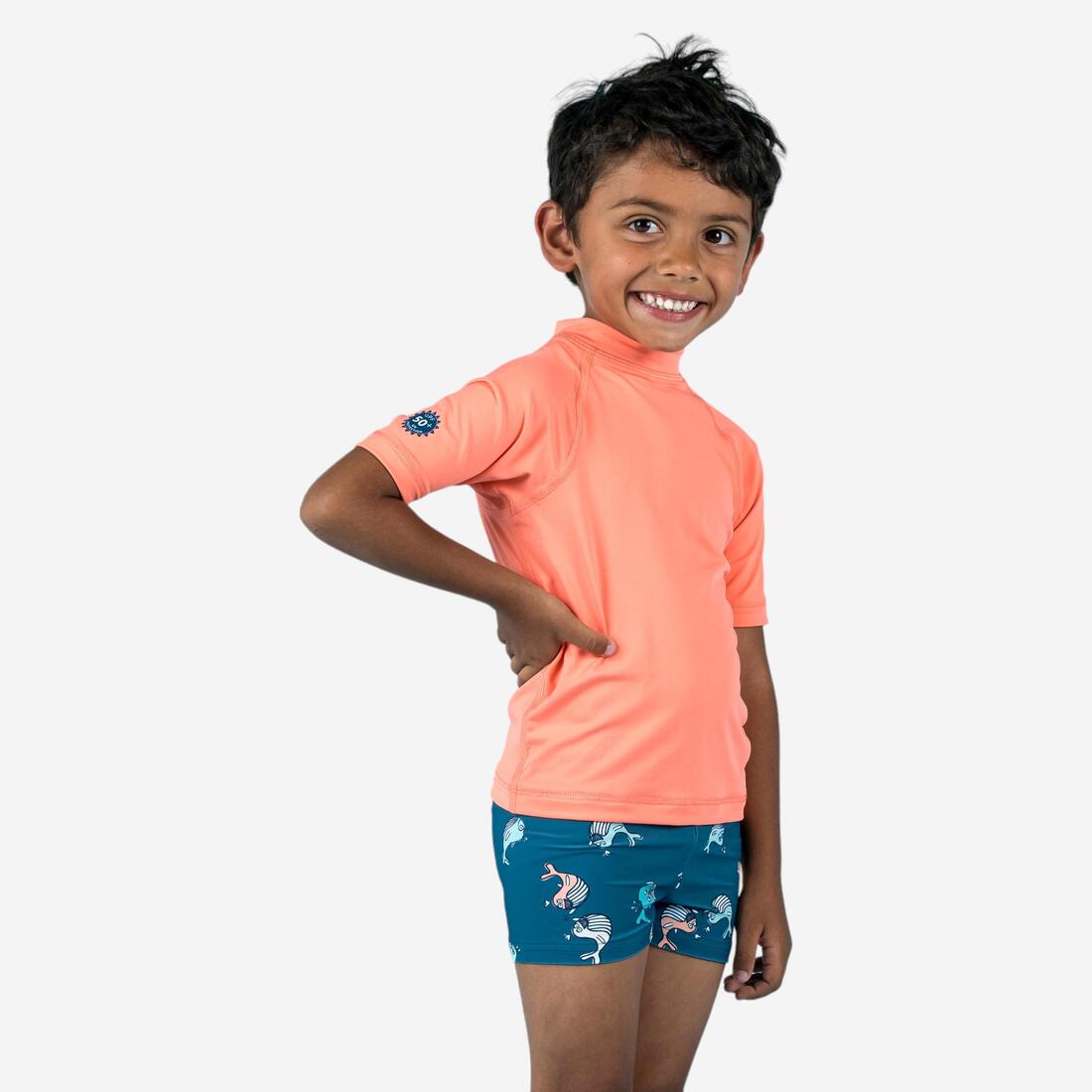 T-shirt anti uv bébé manches courtes corail