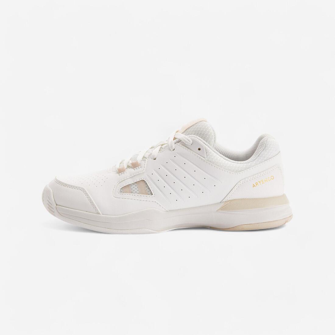 CHAUSSURES DE TENNIS  FEMME TERRE BATTUE TS500 BLANCHE MAGNOLIA