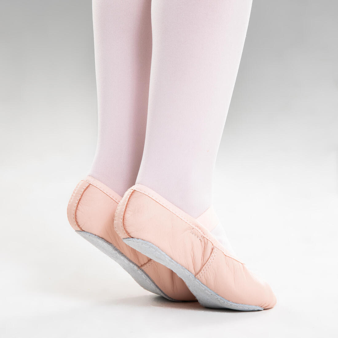 Demi-pointes en cuir de danse classique semelle entière enfant, rose