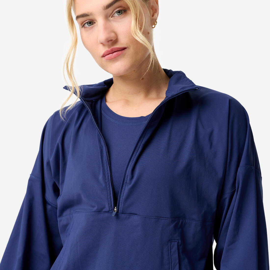 Sweat-shirt de sport léger sans capuche femme, bleu marine