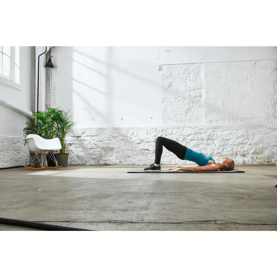 Legging fitness long coton extensible bas resserable femme - Fit+ gris chiné