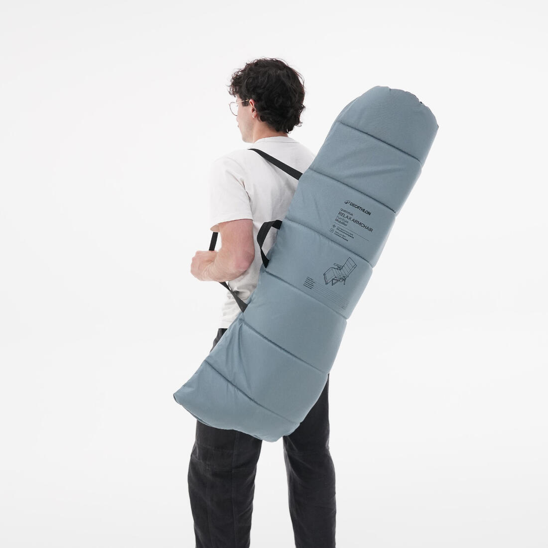 Fauteuil long de camping relax, pliant et matelassé, avec appuie tête