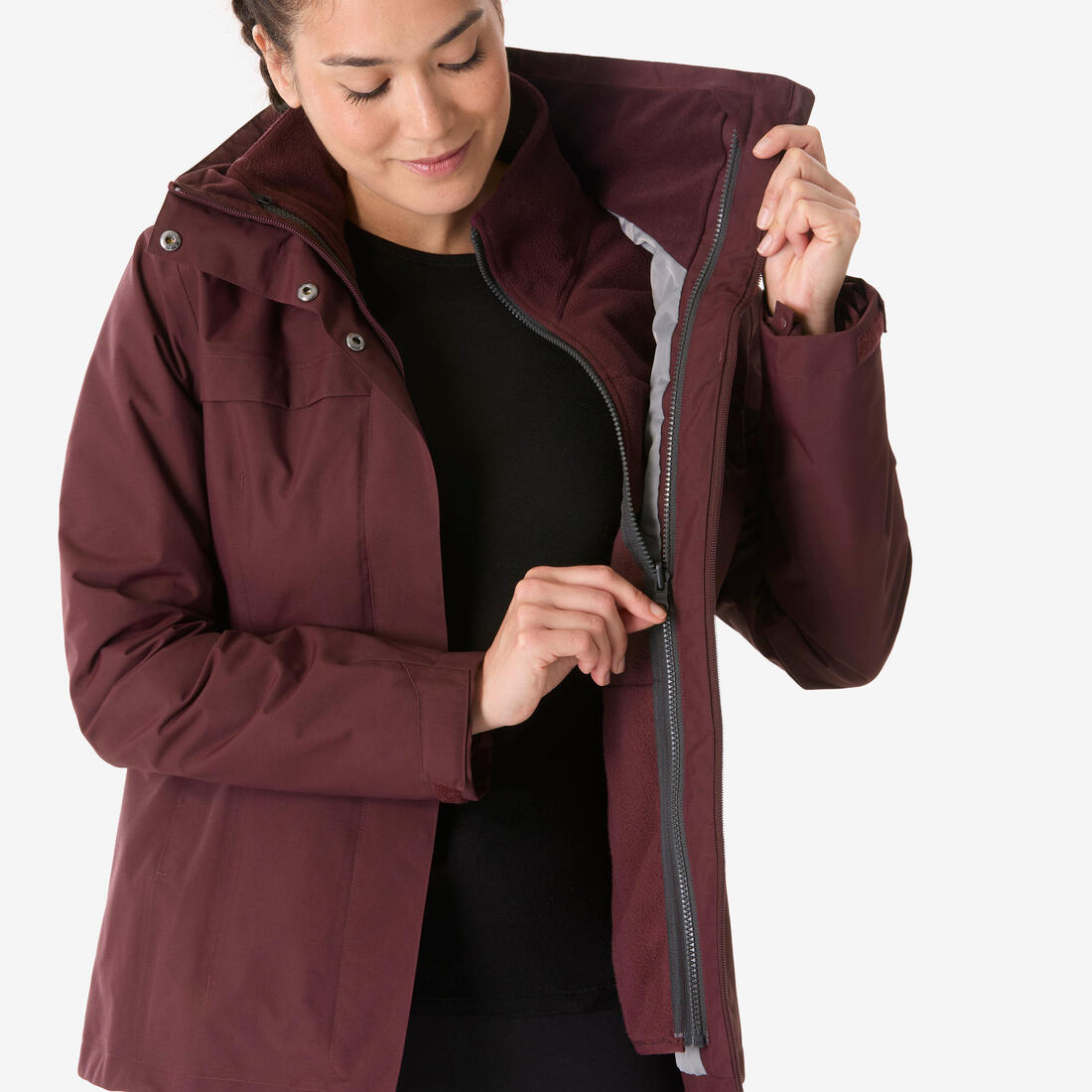 Veste de randonnée 0°C chaude femme, NH100 3en1