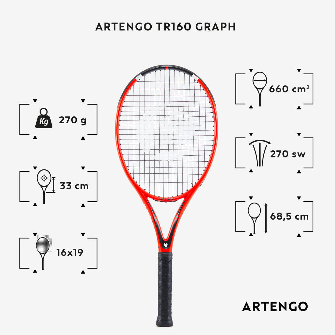 RAQUETTE DE TENNIS ADULTE TR160 GRAPH