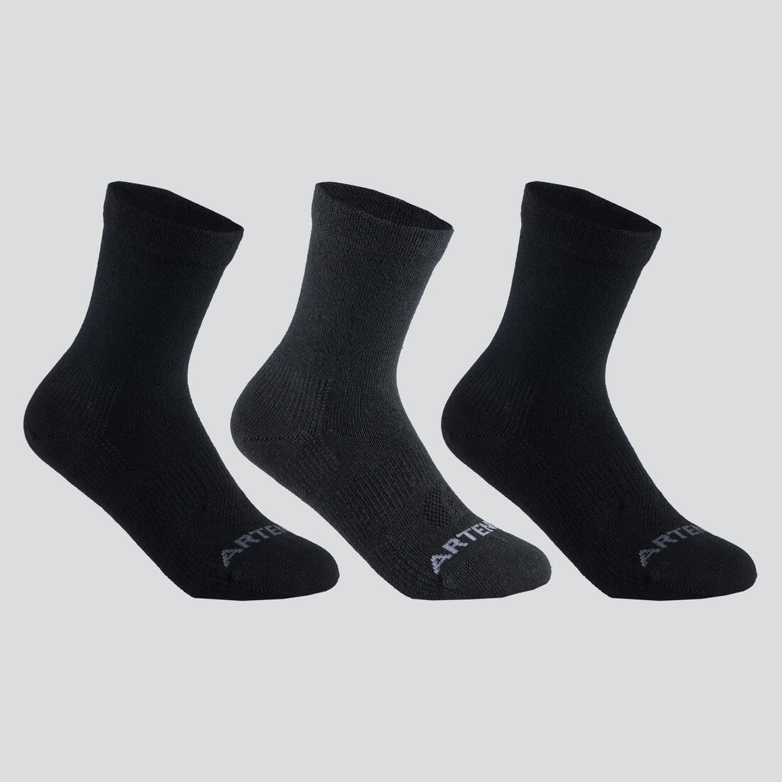CHAUSSETTES DE SPORT ENFANT HAUTES ARTENGO RS 160 BLANC MARINE BLANC LOT DE 3
