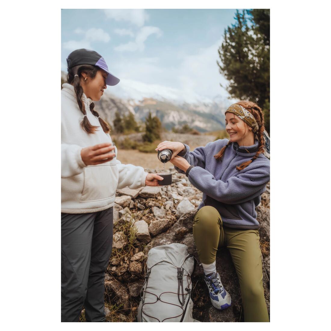 Polaire de randonnée montagne sherpa femme, MH100 1/2 zip