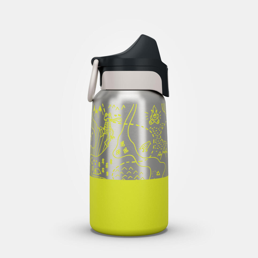 Gourde enfant isotherme 0,35L en acier inox avec bouchon instantané de randonnée