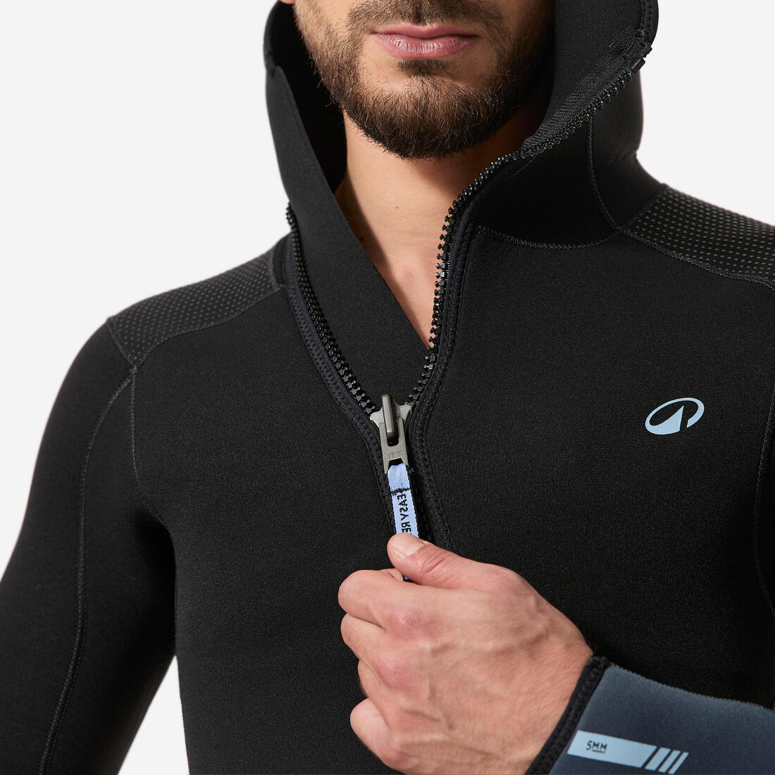 Combinaison de plongée 5mm à cagoule homme, SCD 500 Noir et bleu