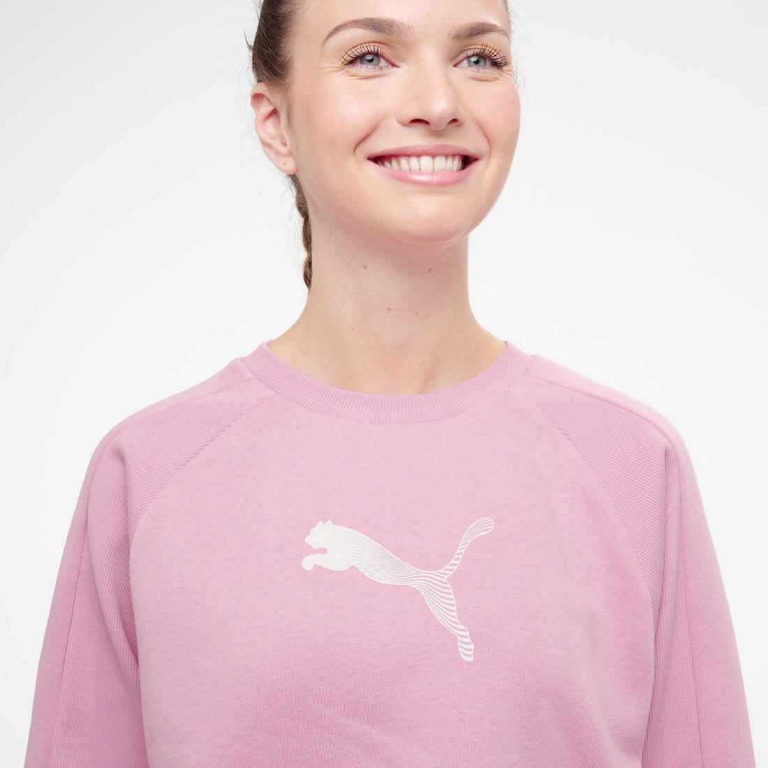 Sweat crop en coton femme, rose