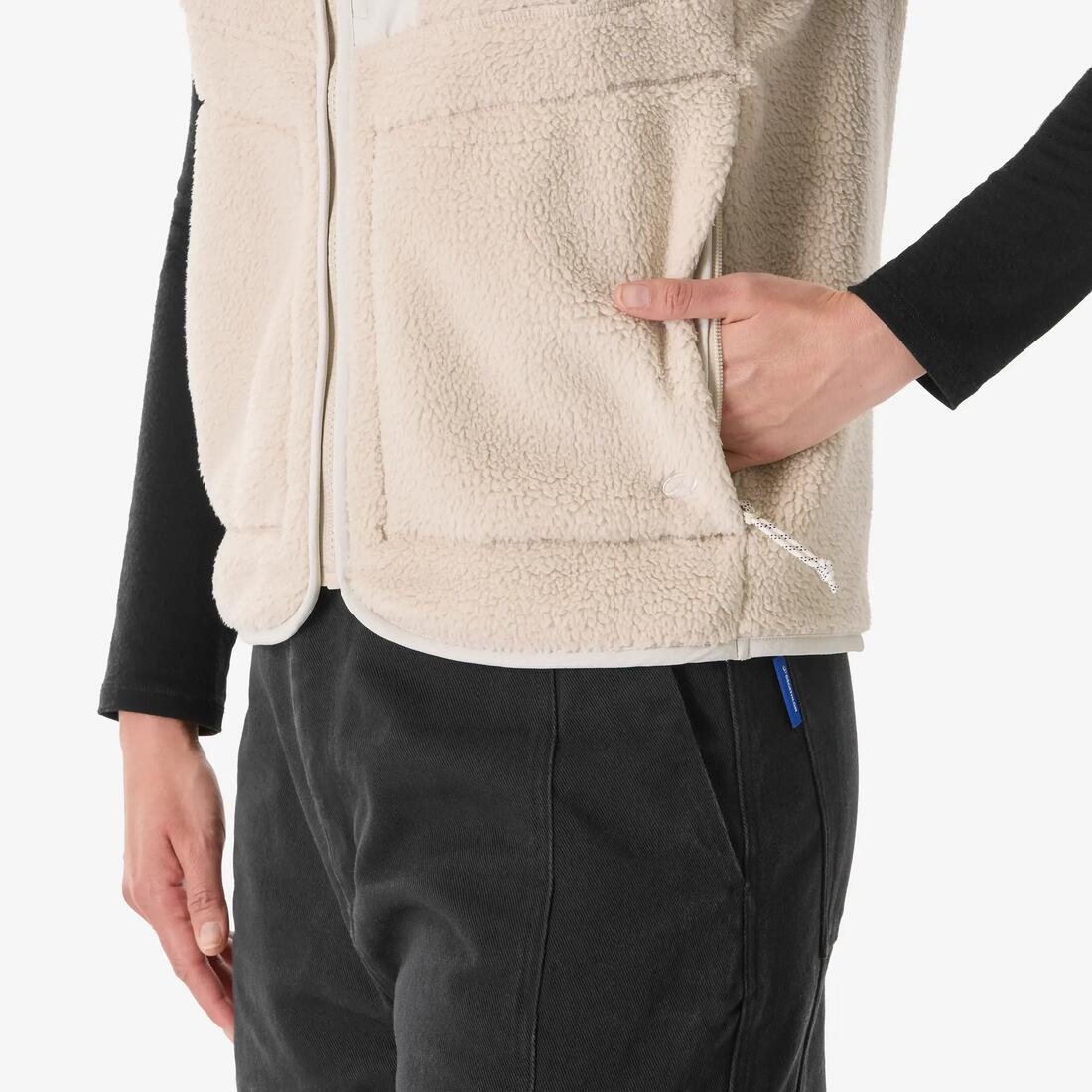 Gilet polaire de randonnée femme, sherpa MH500 beige