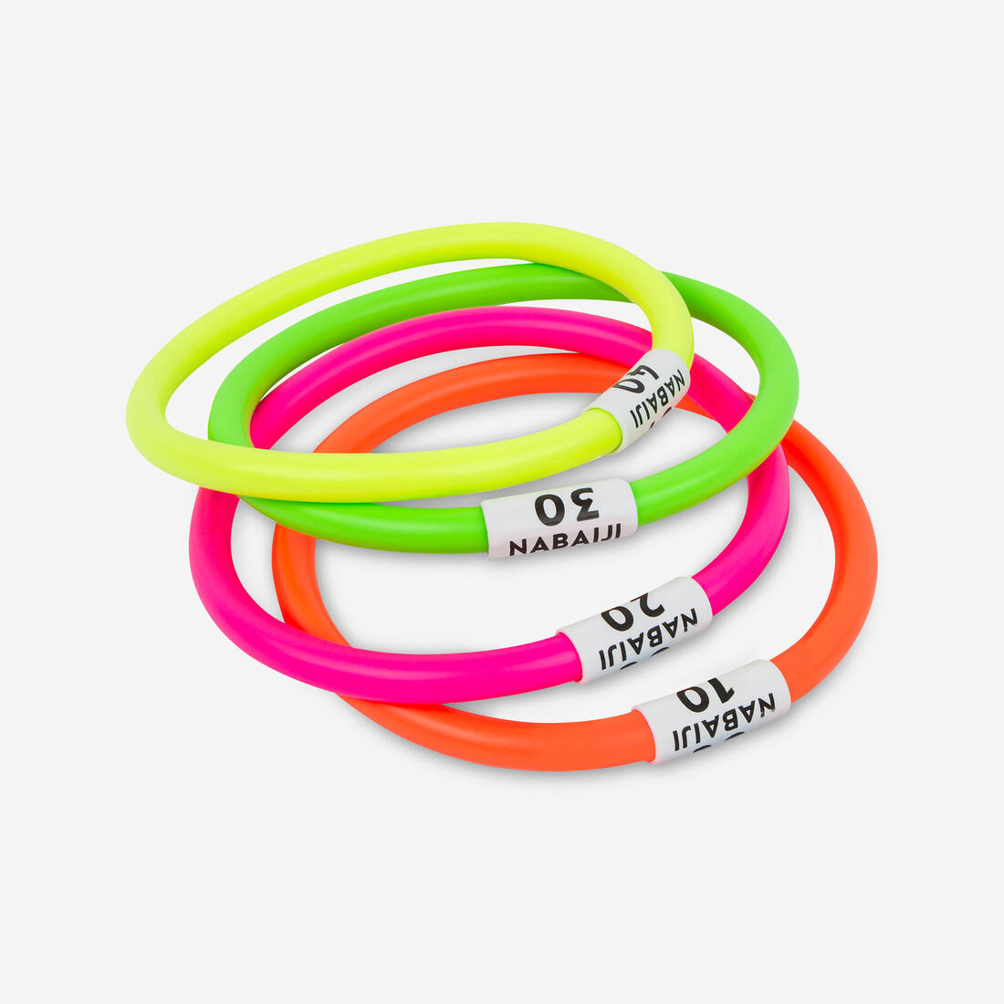 4 anneaux aquatiques lestés multi couleurs – rose bubblegum fluo