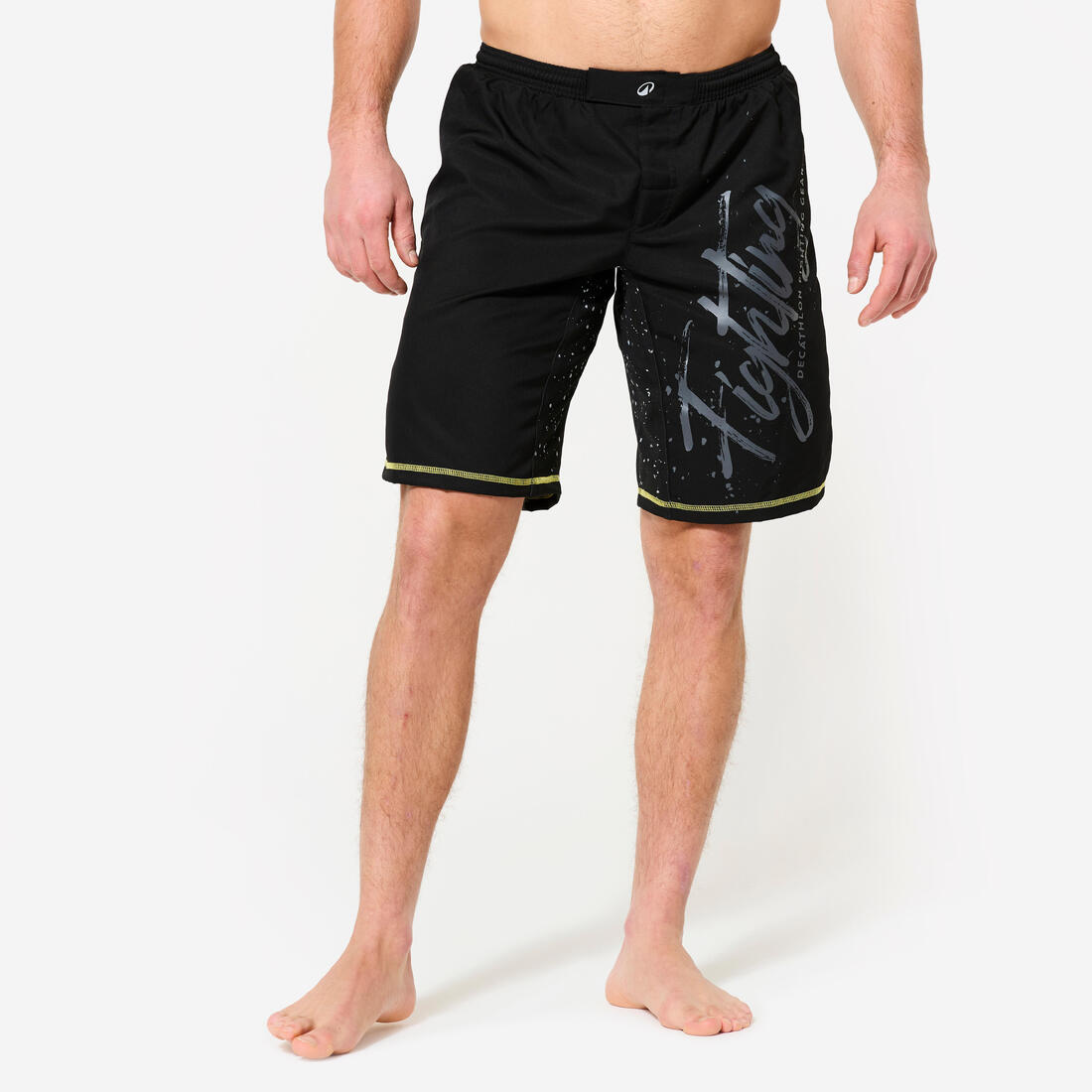 Short de MMA résistant homme, noir et jaune