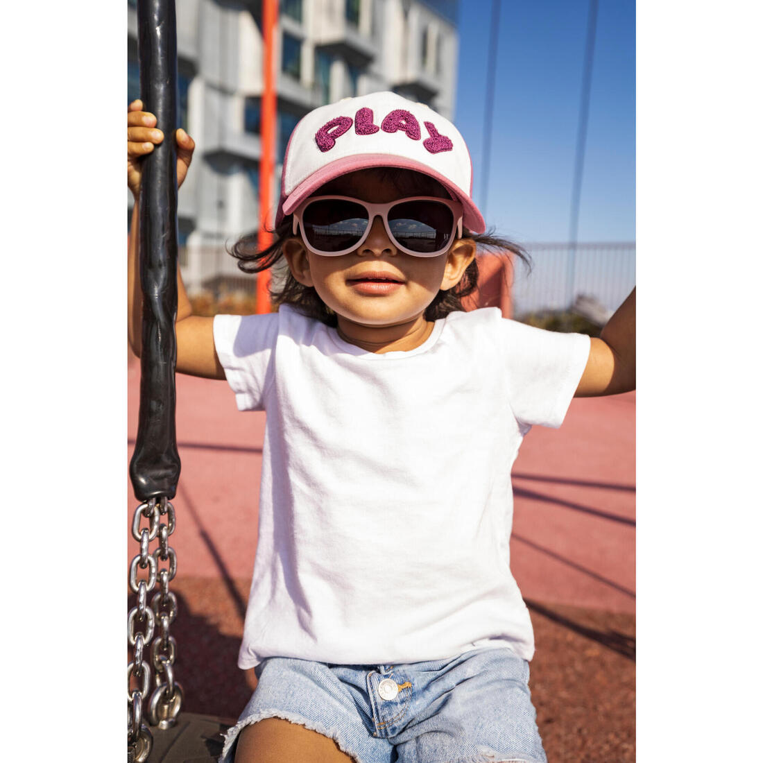 Casquette multisport ajustable bébé mixte, Rose blanc terracotta