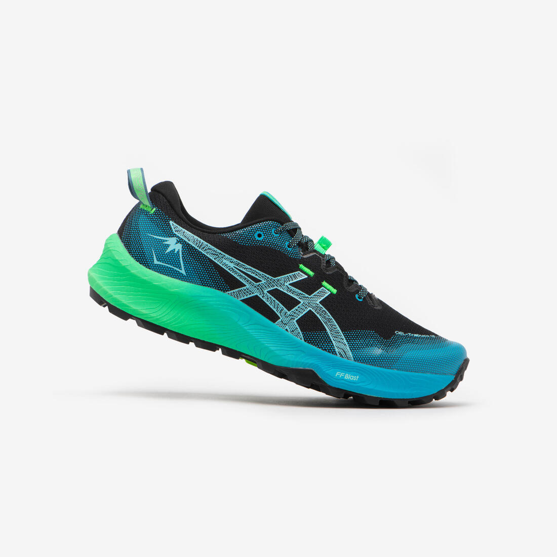 CHAUSSURES DE TRAIL RUNNING HOMME ASICS - GEL-TRABUCO 12 NOIR BLEU VERT