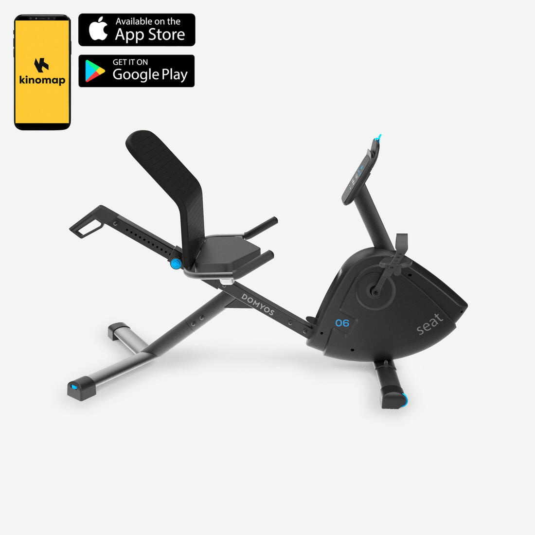 Vélo d'appartement semi allongé domyos eb seat connecté