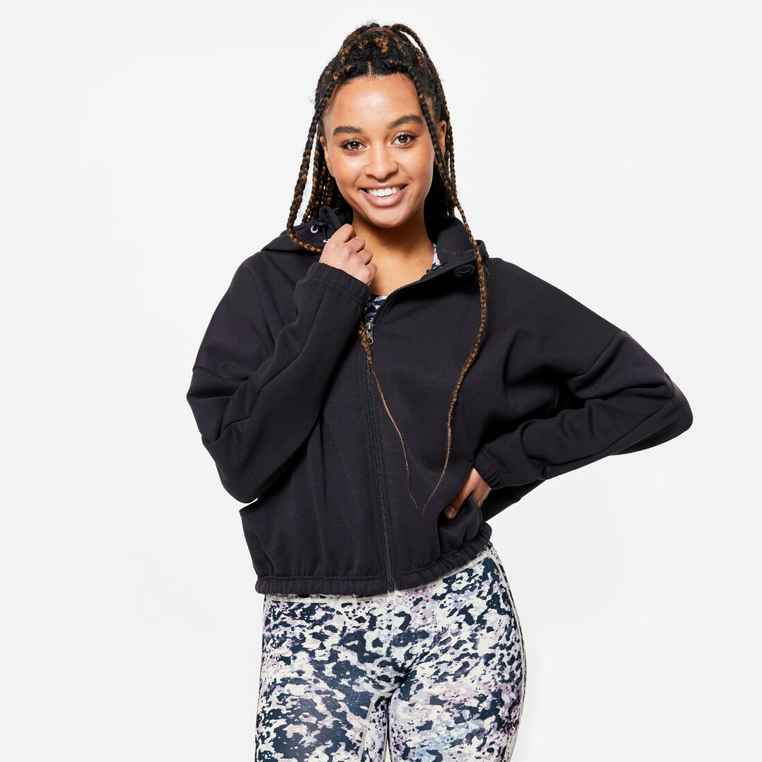 Veste à capuche de fitness manches longues femme