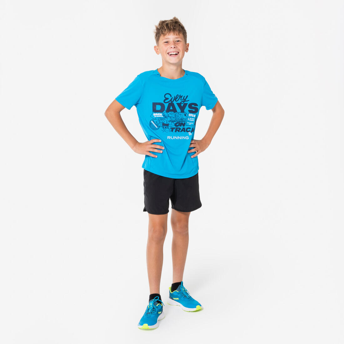 T-shirt de running respirant Enfant - KIPRUN Dry+ 500 marine