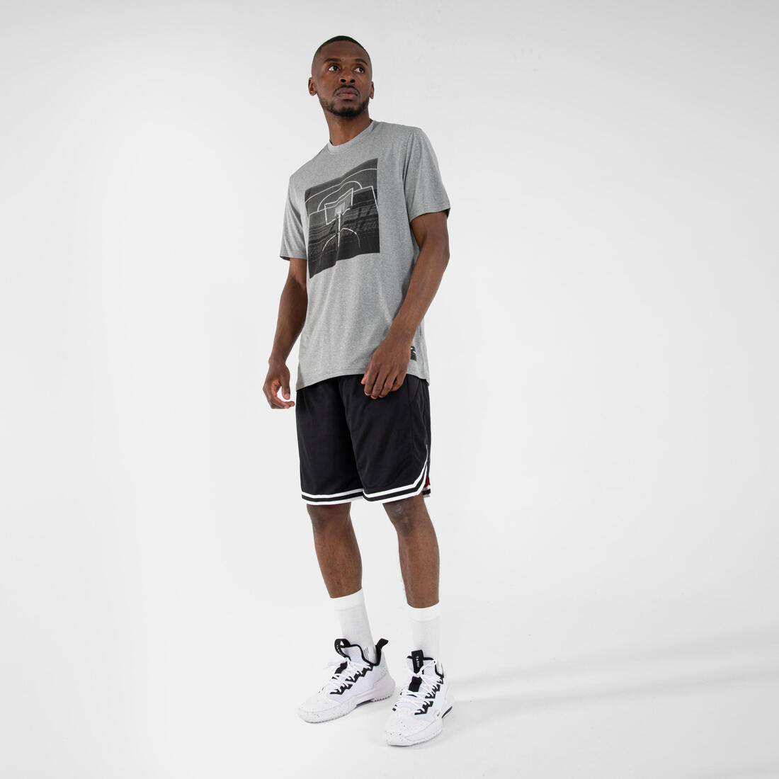 T-SHIRT / MAILLOT DE BASKETBALL HOMME TS500 BLANC 6 PHOTOS