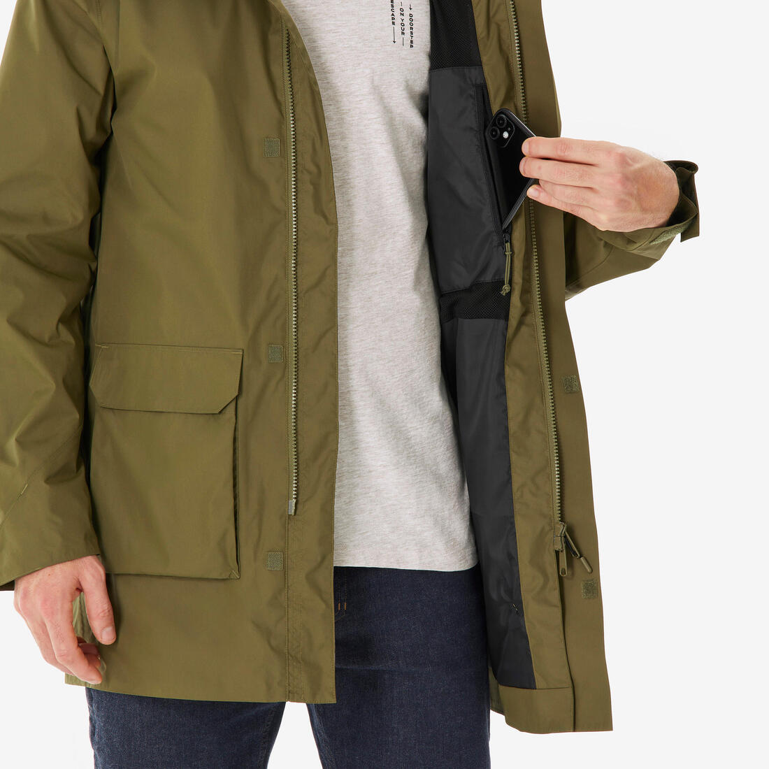 Veste de randonnée imperméable homme, NH500 Longue
