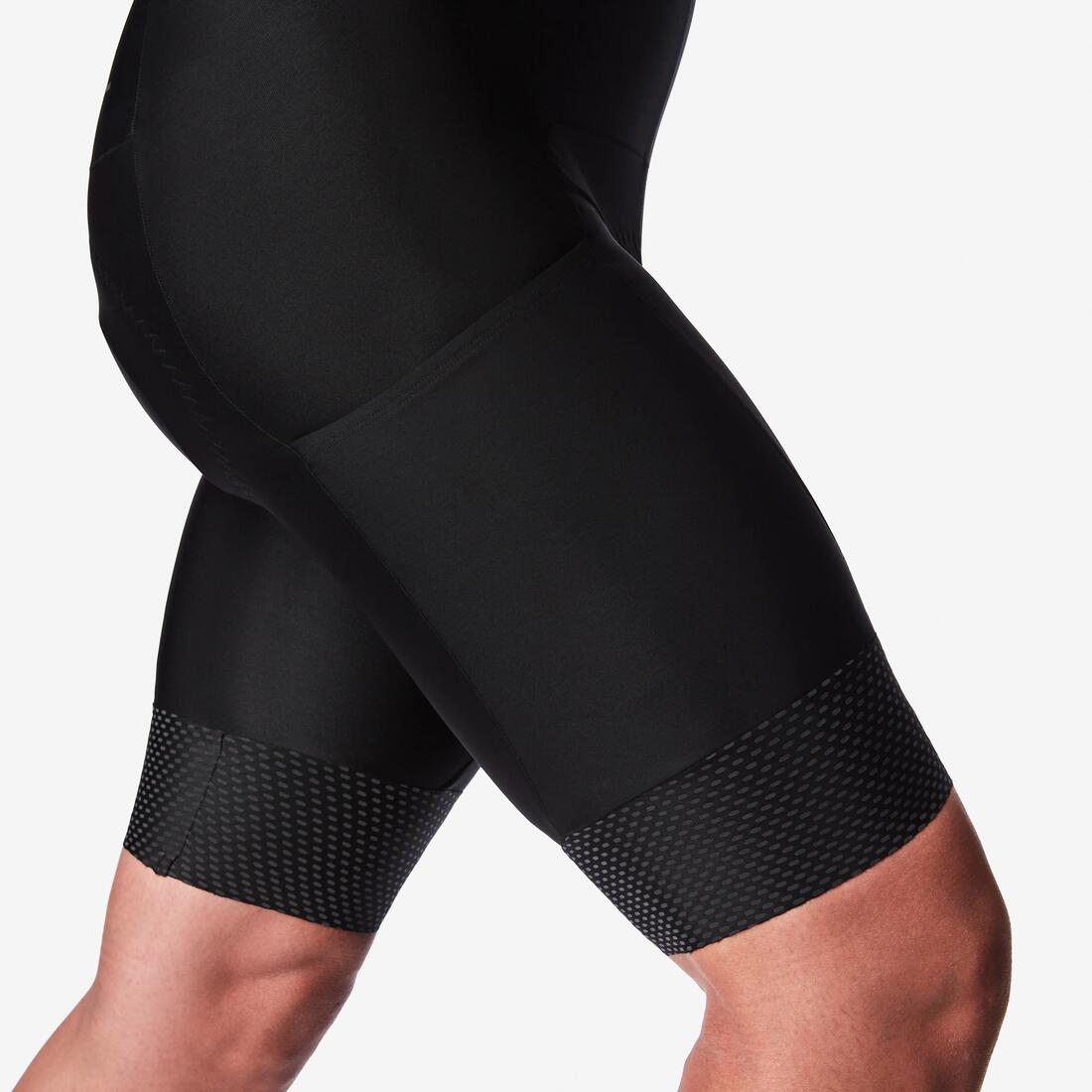 Cuissard court à bretelles de vélo de route temps frais homme, RCR 2 noir