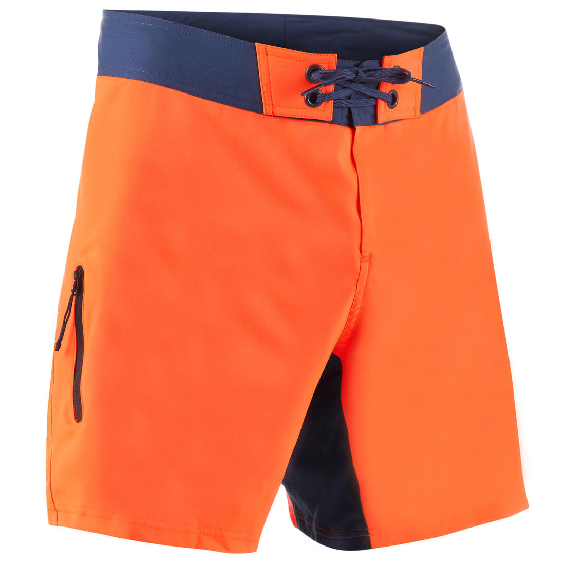Surf boardshort court 500 line black – orange flamme fluo