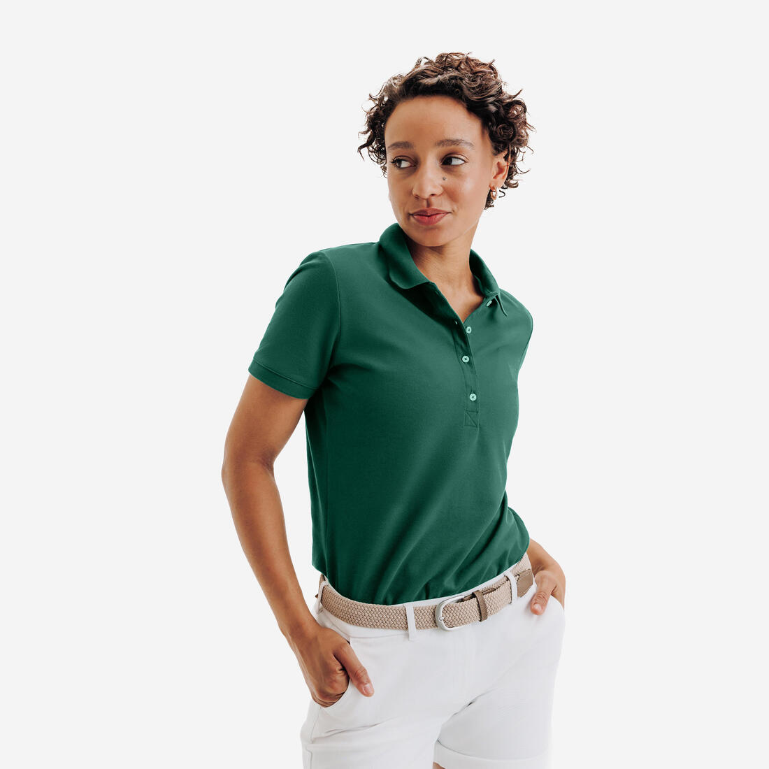 Polo golf en coton polyester manches courtes femme, MW500 beige clair
