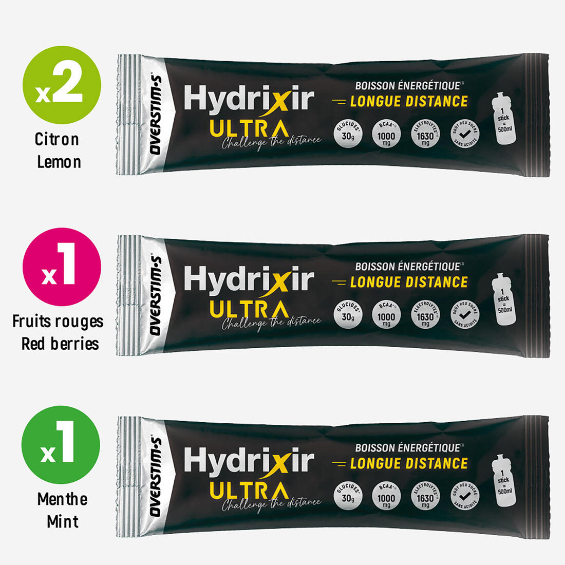 Mix de Boisson énergétique en poudre, Hydrixir Ultra 4 sticks