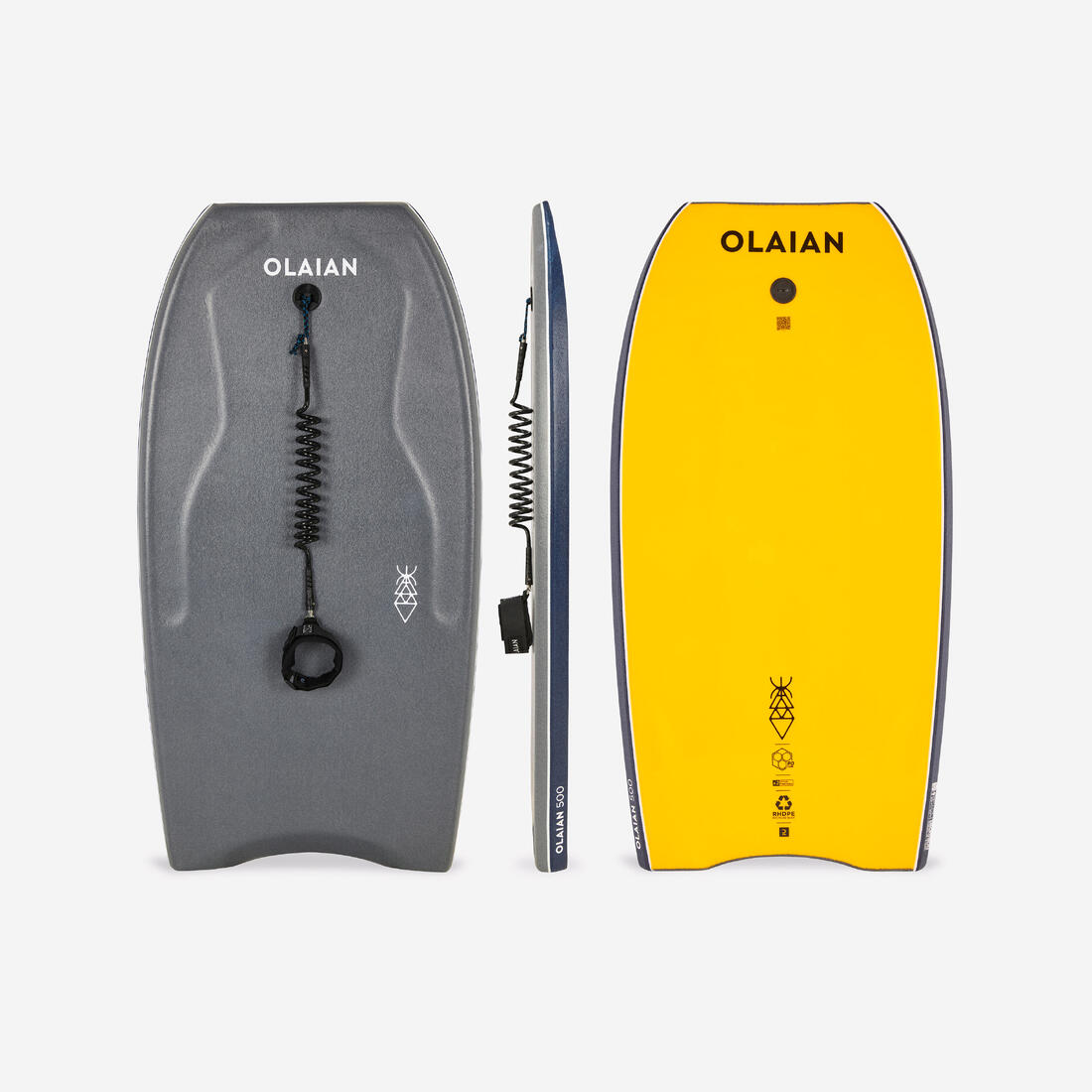 Bodyboard 500 bleu / orange avec leash