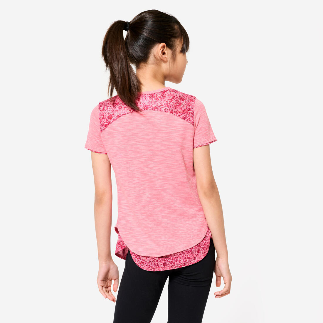 T-shirt 2en1 fille - rose print
