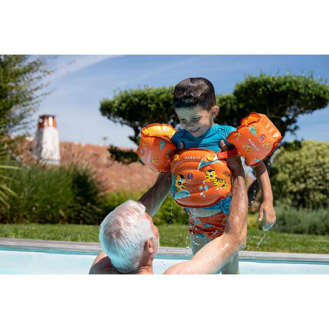 Boxer de bain bébé / enfant bleu imprimé crabes