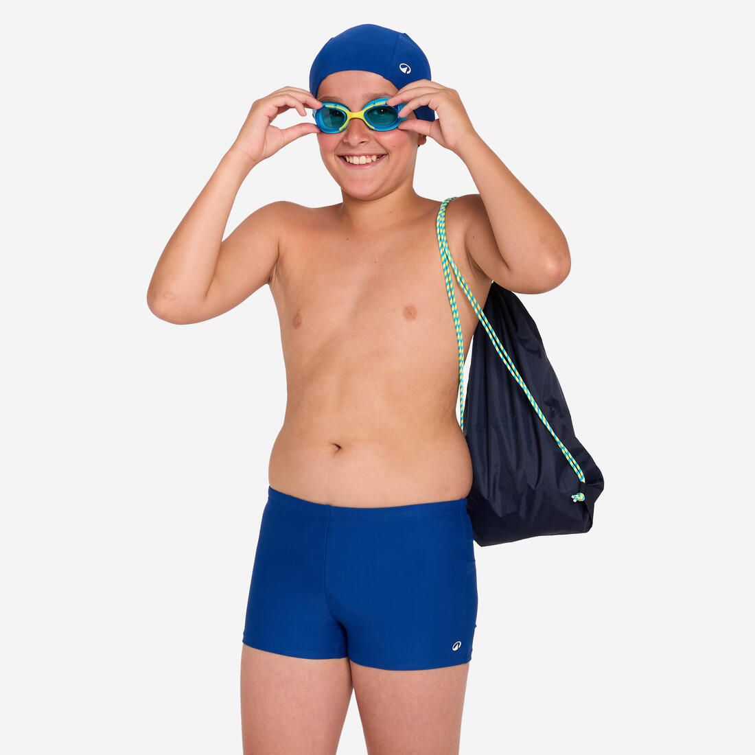Kit de natation Garçon : maillot de bain, lunettes, bonnet, sac - 100 Bleu