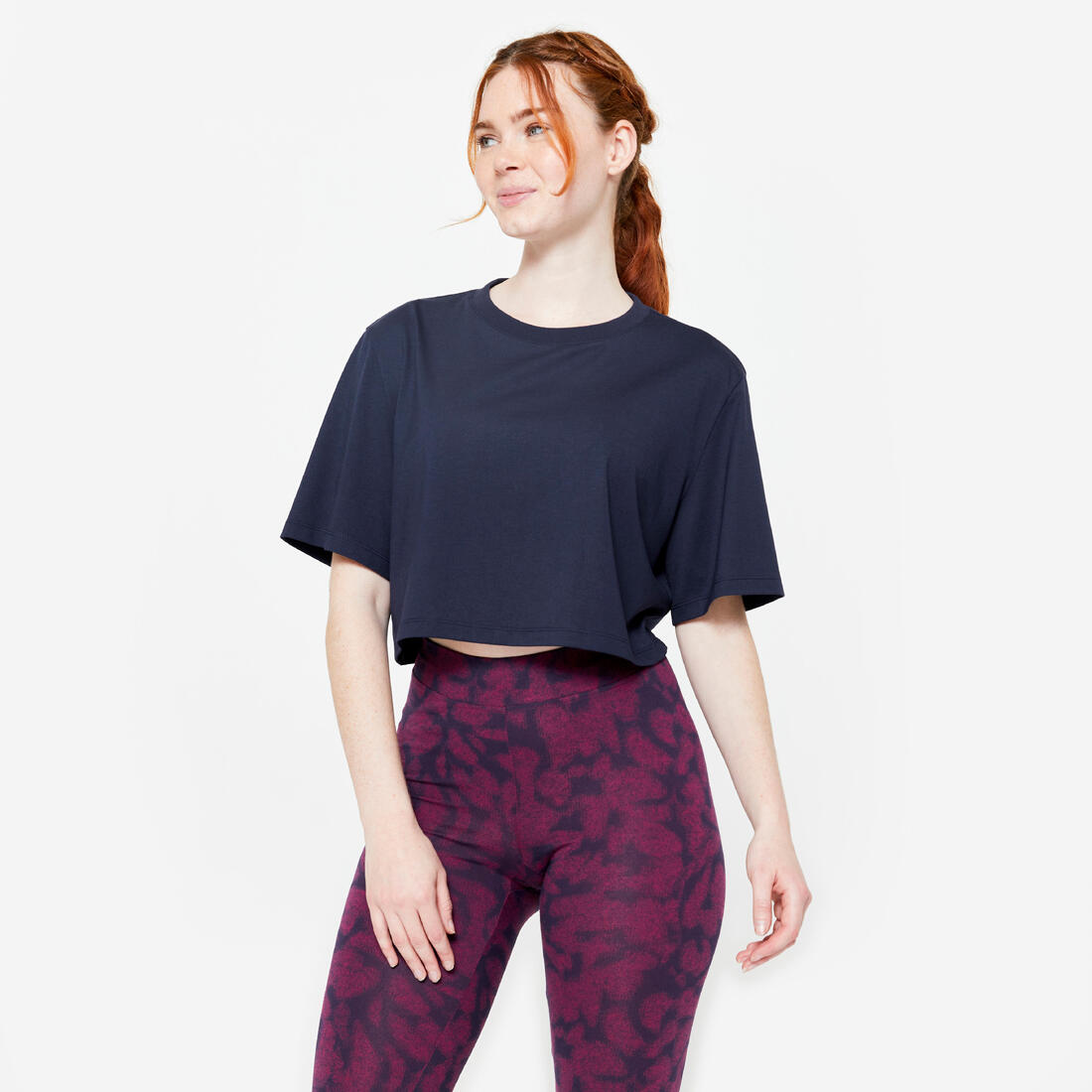 T-shirt crop top femme, bleu marine – bleu acier