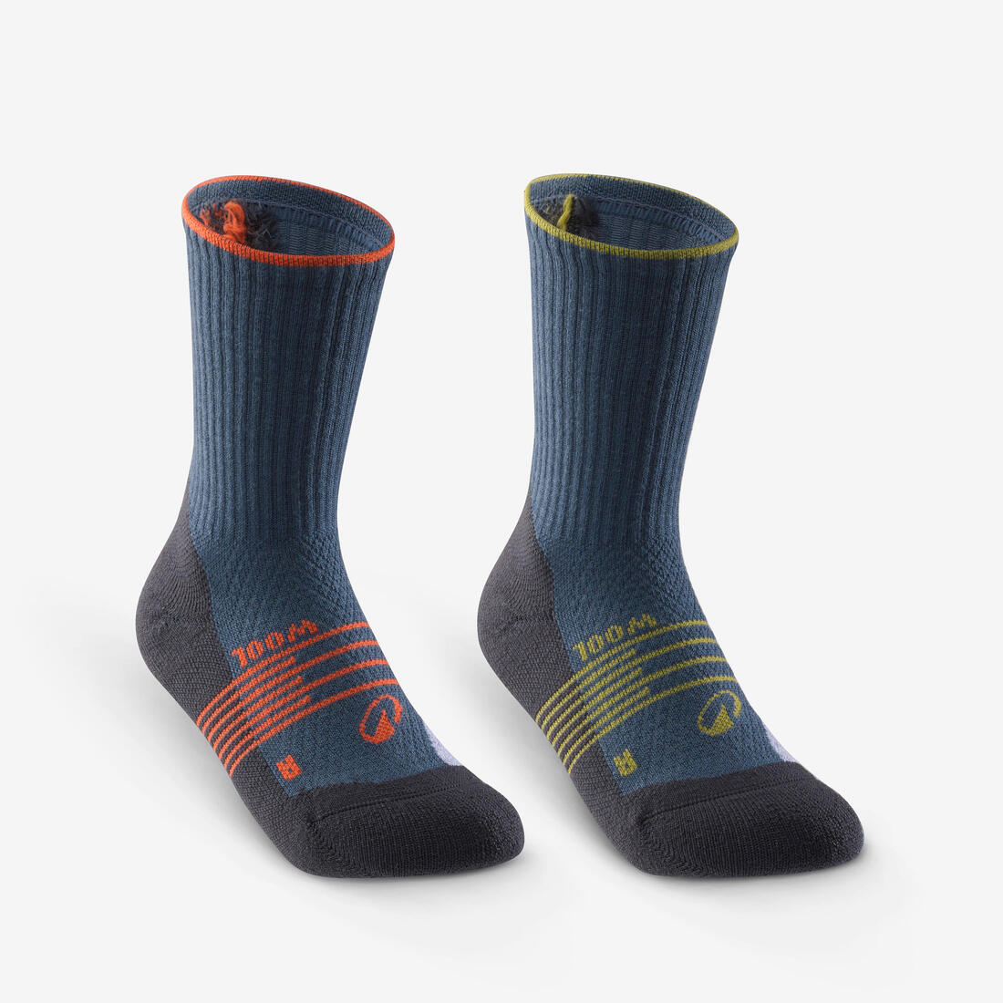 Chaussettes de randonnée hautes en laine (2 paires) 27 au 38 enfant, Hike 900
