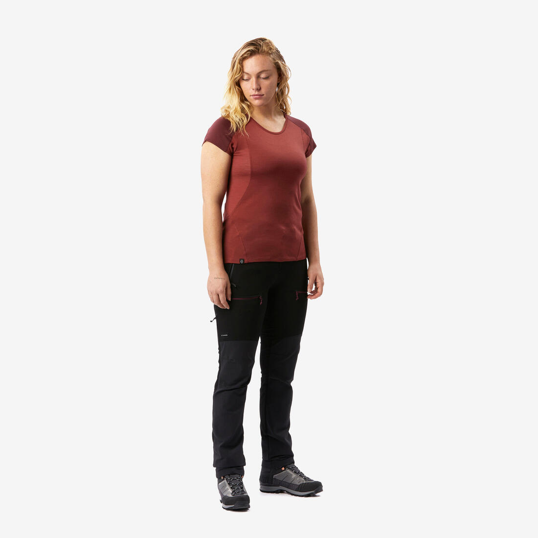 T-shirt de trek manches courtes en laine mérinos - Femme - MT500